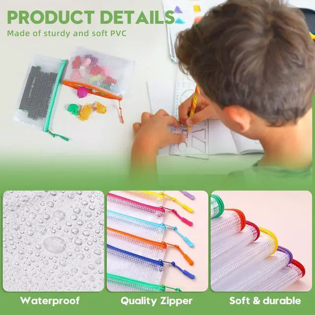 Alt view image 4 of 6 - 25pcs Mesh Zipper Pouch Bags for Organization,Toy Storage Bags,Clear Zipper Pouch Suitable for Travel,Classroom and Home