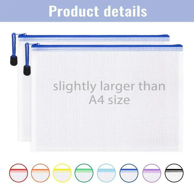 Alt view image 3 of 7 - 24pcs A4 Zipper Pouch Bags, Mesh Pouch Bags with Labels for Board Games & Puzzles Supplies, Waterproof Document Zipper Cases for School Toys Office Cosmetics Travel Storage,8 Colors