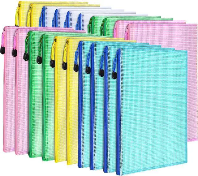 Main image of 20PCS Zipper Pouch, A4 Mesh Zipper Pouch Bags, Waterproof Bag, Mesh Bags for Classroom Organization, Toy Storage, School Supplies, Travel Essentials, File Jackets & File Pockets