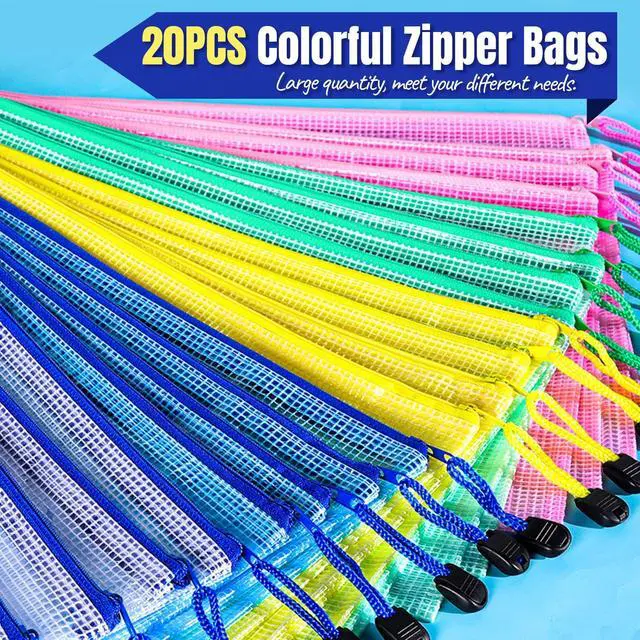 Alt view image 3 of 7 - 20PCS Zipper Pouch, A4 Mesh Zipper Pouch Bags, Waterproof Bag, Mesh Bags for Classroom Organization, Toy Storage, School Supplies, Travel Essentials, File Jackets & File Pockets