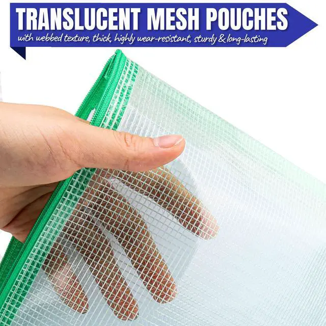 Alt view image 6 of 7 - 20PCS Zipper Pouch, A4 Mesh Zipper Pouch Bags, Waterproof Bag, Mesh Bags for Classroom Organization, Toy Storage, School Supplies, Travel Essentials, File Jackets & File Pockets