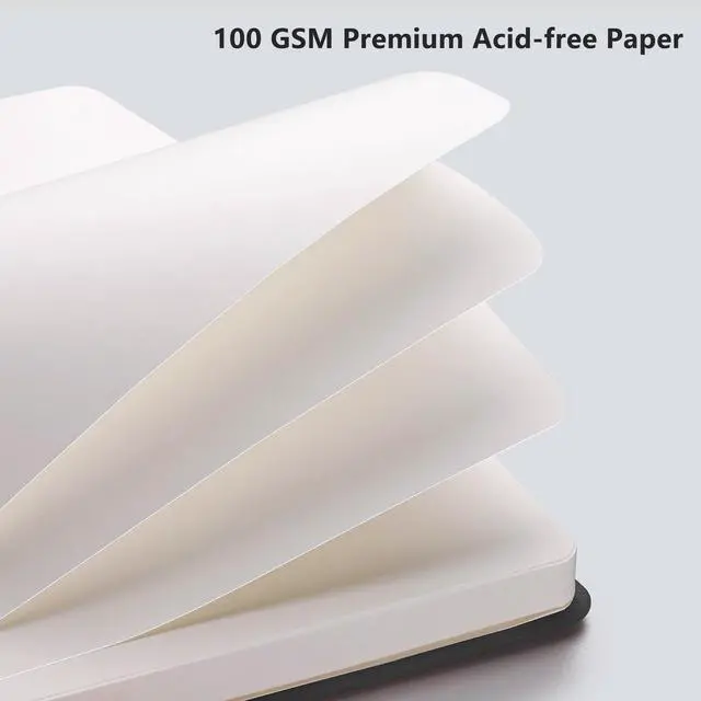 Alt view image 3 of 7 - Blank Journal Notebook, 192 Pages, A5 Medium Size (5.7'' x 8.3''), Leather Hardcover, 100 GSM Thick Paper, for Sketching, Drawing, Painting (Black)