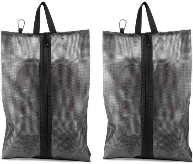 Main image of 2 Pack Shoe Bags for Travel, Sneaker Bags, Waterproof Travel Shoe Bags with Zipper for Packing, Golf Shoe Dust Bags for Man and Women, Medium, Black