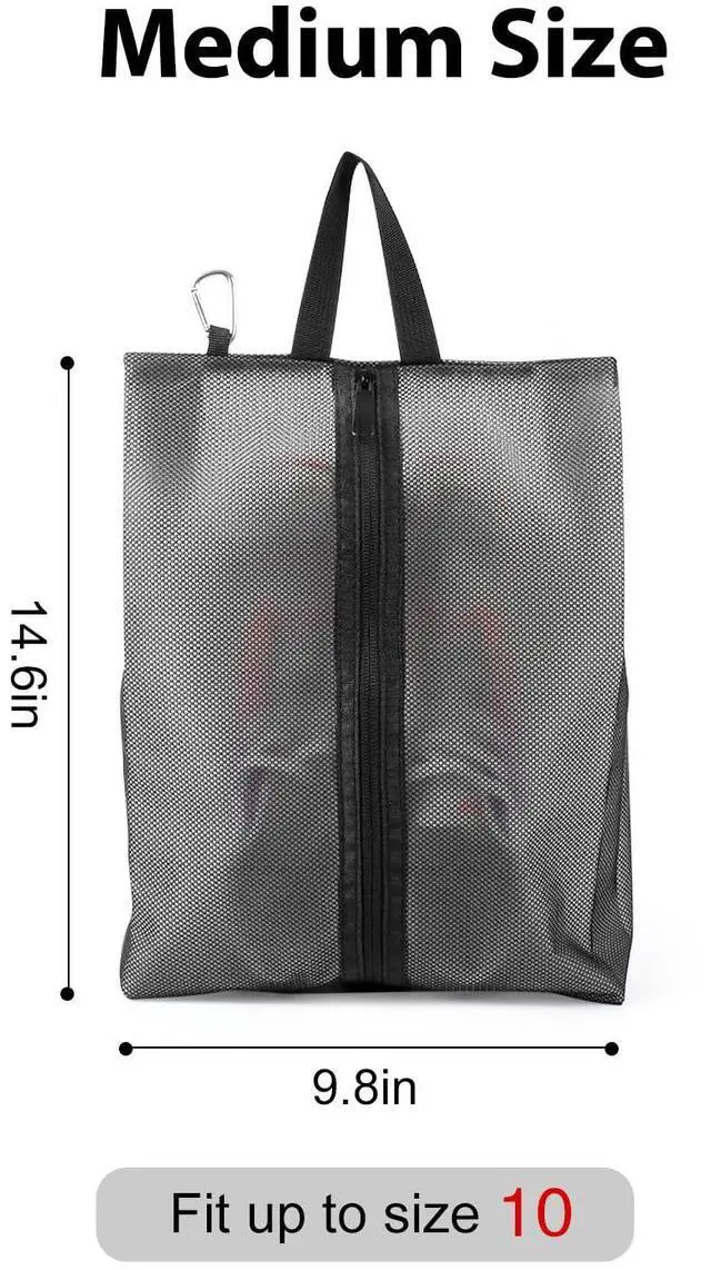 Alt view image 2 of 7 - 2 Pack Shoe Bags for Travel, Sneaker Bags, Waterproof Travel Shoe Bags with Zipper for Packing, Golf Shoe Dust Bags for Man and Women, Medium, Black