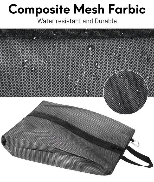 Alt view image 4 of 7 - 2 Pack Shoe Bags for Travel, Sneaker Bags, Waterproof Travel Shoe Bags with Zipper for Packing, Golf Shoe Dust Bags for Man and Women, Medium, Black