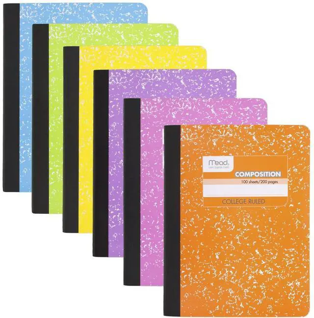 Main image of Composition Notebook, College Ruled 7.5" x 9.75" Paper, 100 Sheets, Assorted Colors, 6 Pack (850106-ECM)