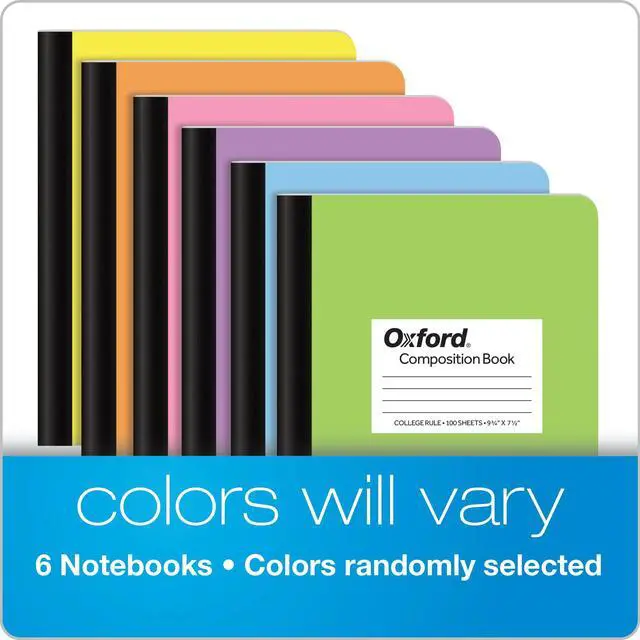 Alt view image 6 of 7 - Composition Notebooks, 6 Pack, Cover Colors Vary, College Ruled Paper, 9-3/4 x 7-1/2 Inch School Journals, Assorted Pastel Covers, 100 Sheets, per Book (63760)