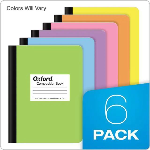 Alt view image 7 of 7 - Composition Notebooks, 6 Pack, Cover Colors Vary, College Ruled Paper, 9-3/4 x 7-1/2 Inch School Journals, Assorted Pastel Covers, 100 Sheets, per Book (63760)