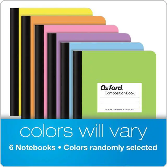 Alt view image 6 of 7 - Composition Notebooks, 6 Pack, Cover Colors Vary, Wide Ruled Paper, 9-3/4 x 7-1/2 Inch School Journals, Assorted Pastel Covers, 100 Sheets, per Book (63759)