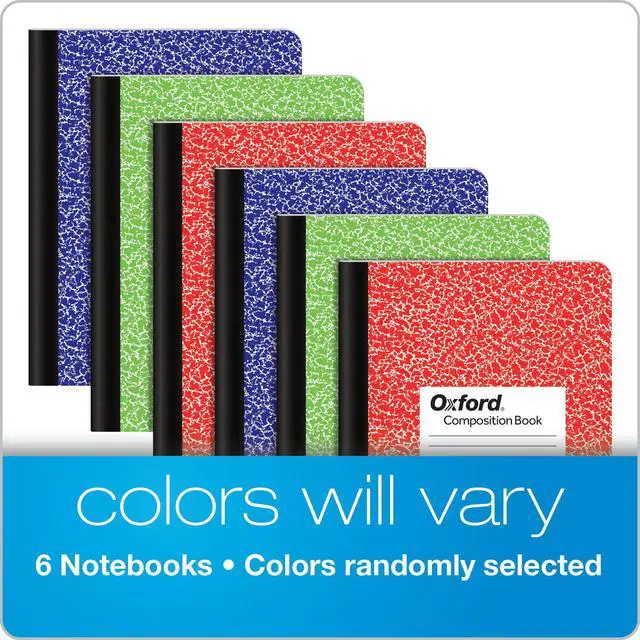 Alt view image 5 of 7 - Composition Notebooks, 6 Pack, Cover Colors Vary, Wide Ruled Paper, 9-3/4 x 7-1/2 Inch School Journals, Assorted Marble Covers, 100 Sheets, per Book (63762)