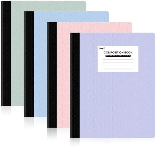 Main image of Composition Notebooks - College Ruled Paper, 4 Pack Composition Book, 9 3/4" x 7 1/2", 80 Sheets/160 Pages, Assorted Colors, School, College & Office Supplies