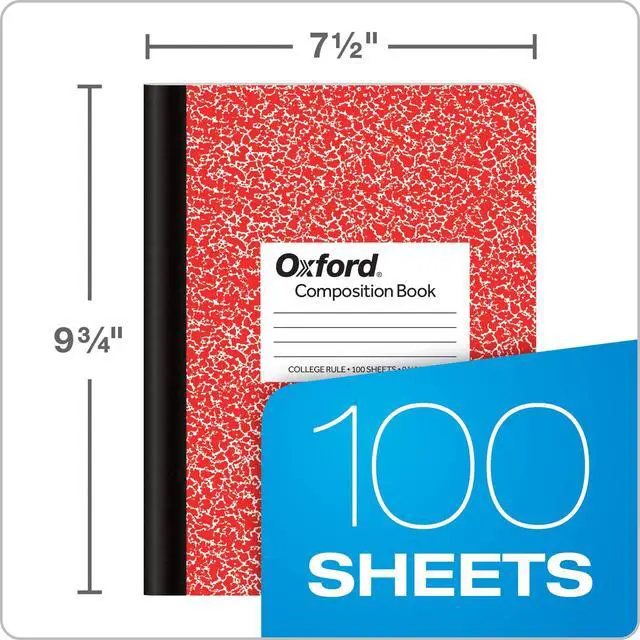 Alt view image 2 of 7 - Composition Notebook 6 Pack, College Ruled Paper, 9-3/4 x 7-1/2 Inches, 100 Sheets, Assorted Marble Covers. 2 Each: Blue, Green, Red (63763)