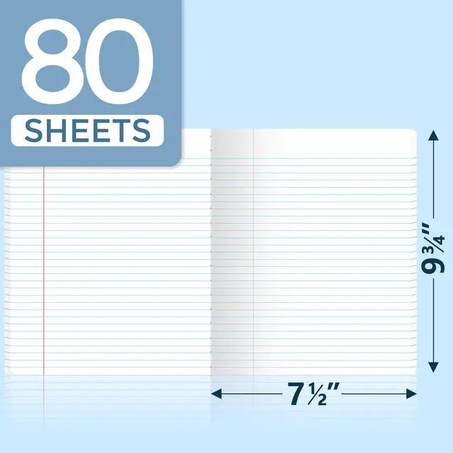 Alt view image 2 of 7 - Composition Notebooks - College Ruled Paper, 4 Pack Composition Book, 9 3/4" x 7 1/2", 80 Sheets/160 Pages, Assorted Colors, School, College & Office Supplies