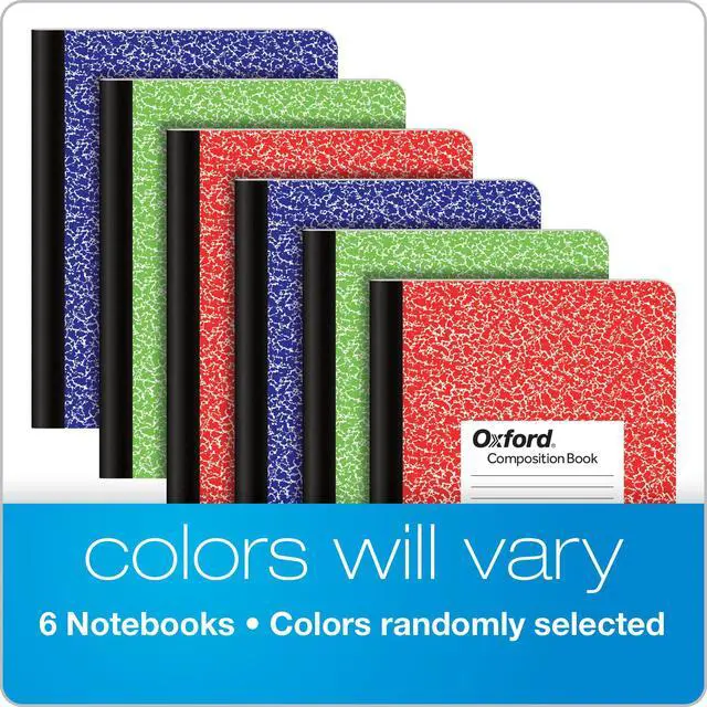 Alt view image 5 of 7 - Composition Notebook 6 Pack, College Ruled Paper, 9-3/4 x 7-1/2 Inches, 100 Sheets, Assorted Marble Covers. 2 Each: Blue, Green, Red (63763)