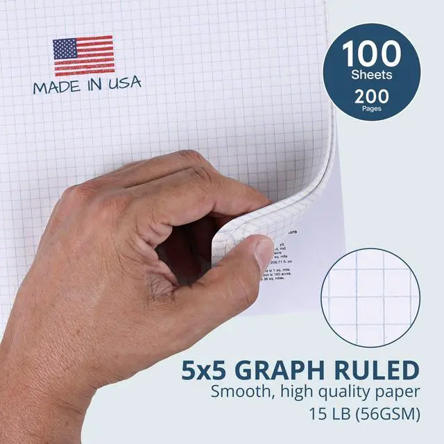 Alt view image 2 of 6 - Hard Cover Composition Notebook, Green Marble Comp Book, 9.75 x 7.5, 5x5 Grid Graph Ruled, 100 Sheets (200 Pages)