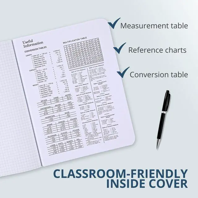 Alt view image 4 of 6 - Hard Cover Composition Notebook, Green Marble Comp Book, 9.75 x 7.5, 5x5 Grid Graph Ruled, 100 Sheets (200 Pages)
