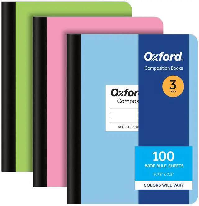Main image of Composition Notebooks, 3 Pack, Cover Colors Vary, Wide Ruled Paper, 9-3/4 x 7-1/2 Inch School Journals, Assorted Pastel Covers, 100 Sheets per Book (1002519)