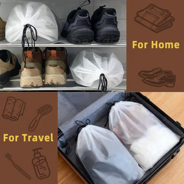 Alt view image 5 of 7 - 6 PCS Clear Shoe Bags for Travel, 11.8" x 15.7" Travel Shoe Bags for Storage and Packing, Waterproof Drawstring Shoe Bag for Traveling, Travel Essentials for Women and Men
