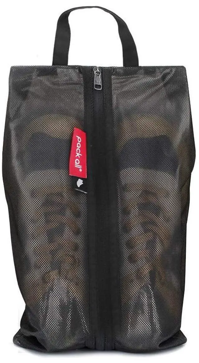 Main image of Shoe Bag for Travel, Water-Resistant Shoe Pouch for Gym, Odor-Resistant Soccer Cleats Bag for Sport (Black, 1-Pack)