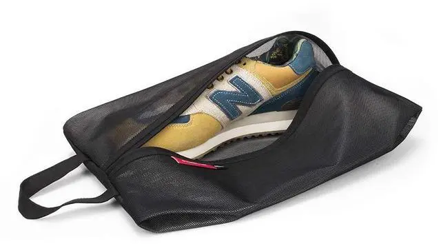 Alt view image 2 of 7 - Shoe Bag for Travel, Water-Resistant Shoe Pouch for Gym, Odor-Resistant Soccer Cleats Bag for Sport (Black, 1-Pack)