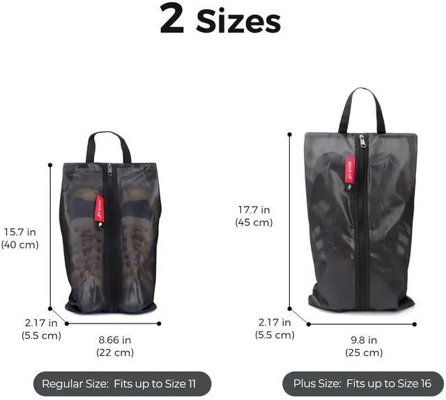 Alt view image 7 of 7 - Shoe Bag for Travel, Water-Resistant Shoe Pouch for Gym, Odor-Resistant Soccer Cleats Bag for Sport (Black, 1-Pack)