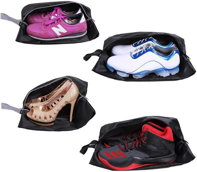 Main image of YAMIU Travel Shoe Bags Set of 4 Waterproof Nylon with Zipper for Men & Women, Black