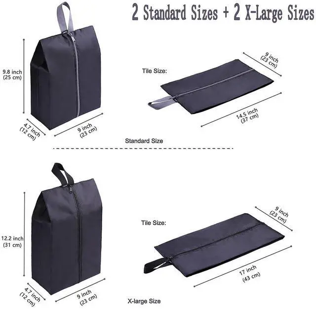 Alt view image 2 of 7 - YAMIU Travel Shoe Bags Set of 4 Waterproof Nylon with Zipper for Men & Women, Black