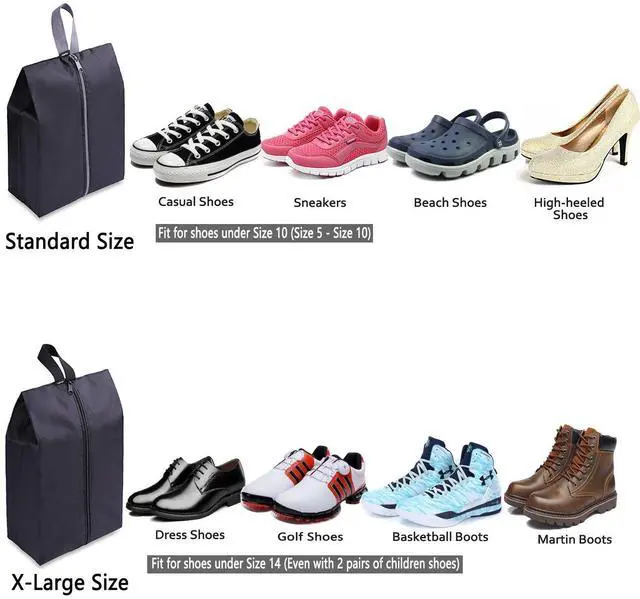 Alt view image 3 of 7 - YAMIU Travel Shoe Bags Set of 4 Waterproof Nylon with Zipper for Men & Women, Black