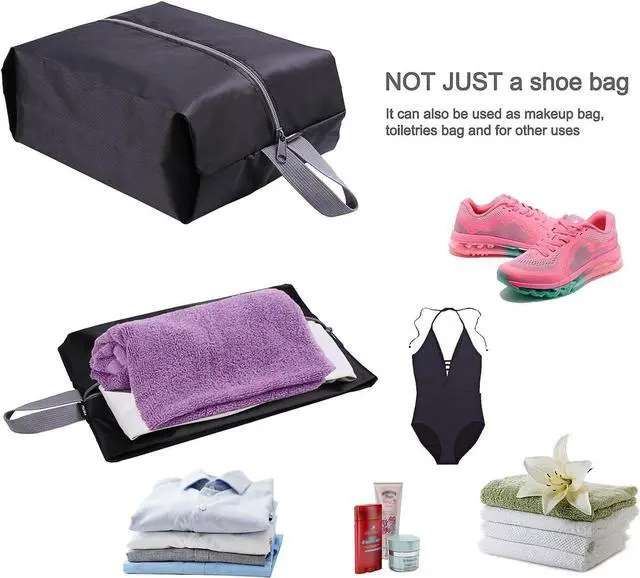 Alt view image 6 of 7 - YAMIU Travel Shoe Bags Set of 4 Waterproof Nylon with Zipper for Men & Women, Black