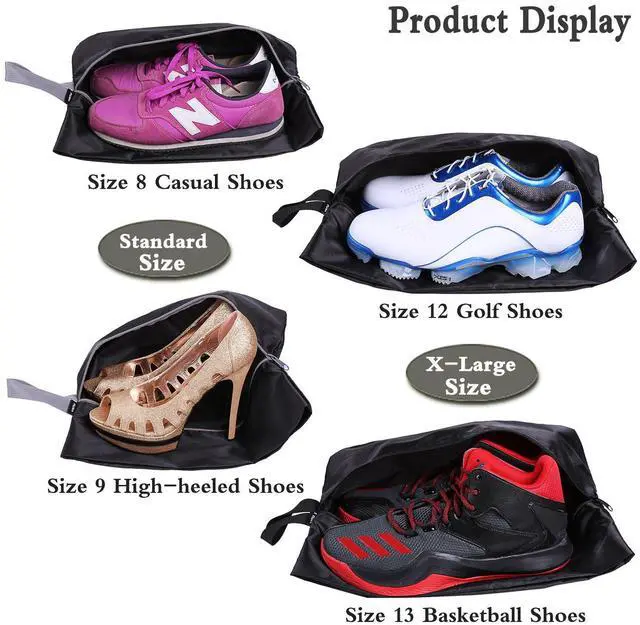 Alt view image 5 of 7 - YAMIU Travel Shoe Bags Set of 4 Waterproof Nylon with Zipper for Men & Women, Black