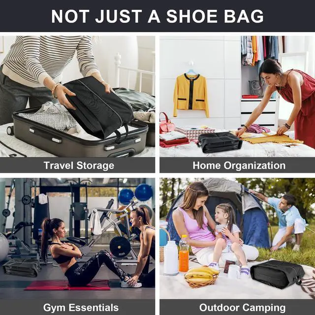 Alt view image 4 of 7 - Shoe Bags for Travel, 4 Pack Extra Durable Travel Shoe Bags for Storage and Packing, Reusable Water-proof Shoe Bag with Smooth Zipper, Portable Travel Essentials