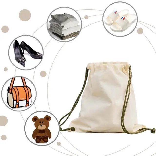 Alt view image 3 of 5 - Canvas Shoe Bags for Travel, 2 Pcs, 17.7x13.8in, Beige