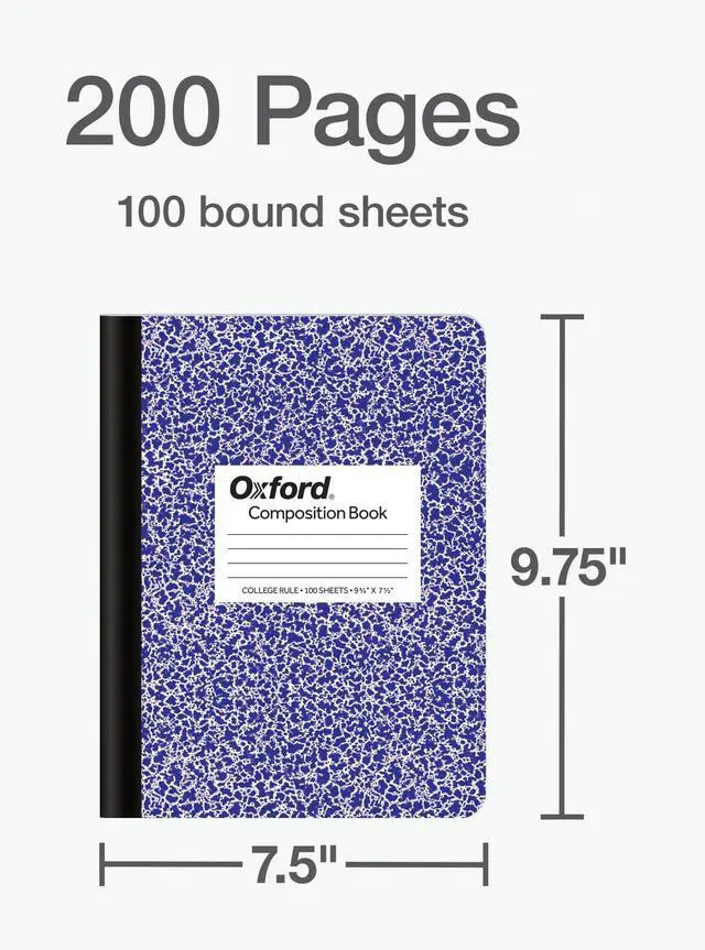 Alt view image 2 of 7 - Composition Notebooks, 3 Pack, Cover Colors Vary, College Ruled Paper, 9-3/4 x 7-1/2 Inch School Journals, Assorted Marble Covers, 100 Sheets per Book (1002518)