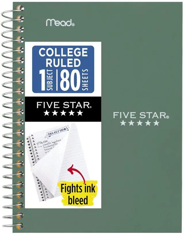 Main image of Spiral Notebook, 1 Subject, College Ruled Paper, 4-3/8" x 7", Personal Size, 80 Sheets, Fights Ink Bleed, Water Resistant Cover, Seaglass Green (450048CH1-ECM)