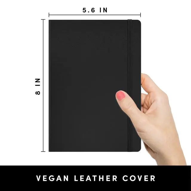 Alt view image 2 of 7 - Lined Journal Notebook, (Black), 160 Pages, Medium 5.6 in x 8 in - 100 GSM Thick Paper Hardcover Journaling Notebook for Work, School & Note Taking
