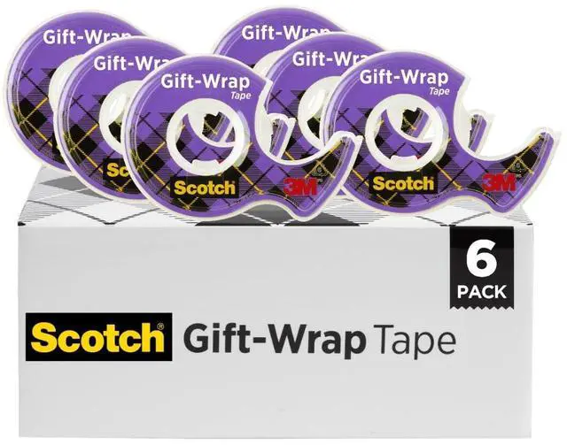 Main image of Gift Wrap Tape, 6 Rolls, The Go-To Tape for the Holidays, 3/4 x 650 Inches, Dispensered (615-GW)