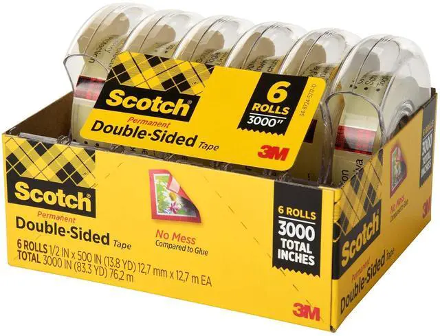 Alt view image 2 of 7 - Permanent Double Sided Tape, Card Making and Holiday Scrapbooking Supplies, Alternative to Gift Wrap Tape for Wrapping Presents, 0.50 in. x 500 in., 6 Rolls with Dispensers
