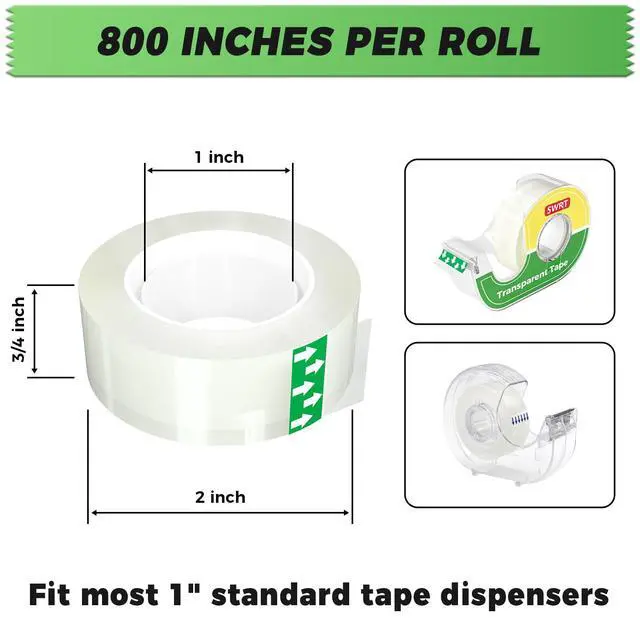 Alt view image 6 of 7 - Tape, 24 Rolls Clear Tape Refills for Dispenser, Transparent Tape, 3/4 in x 800 in Tape Rolls, Strong Adhesive Tape for Gift Wrapping, Home, School & Office Tape