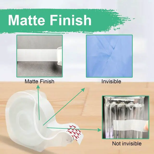 Alt view image 2 of 7 - Tape Bulk, Clear Tape, Invisible, Matte Finish, Writable, 3/4 in x 650 in, Transparent Tape, 12 Rolls with Dispensers, Ideal for Gift Wrapping, School Supplies & Office Use