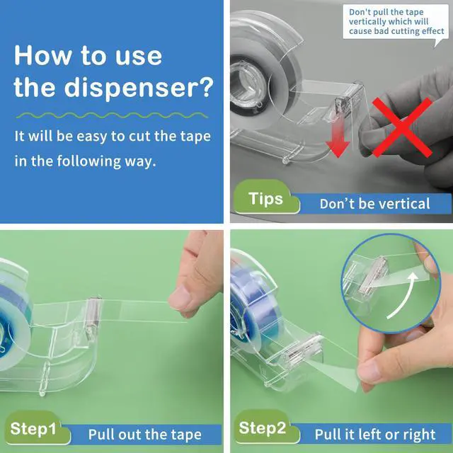 Alt view image 3 of 7 - 8 Pcs Transparent Tape with Dispenser, 0.7 x 1000 in Blue Core Clear Tape Rolls Bulk, Office Tape Refills for Desk, Craft, and Gift Wrapping