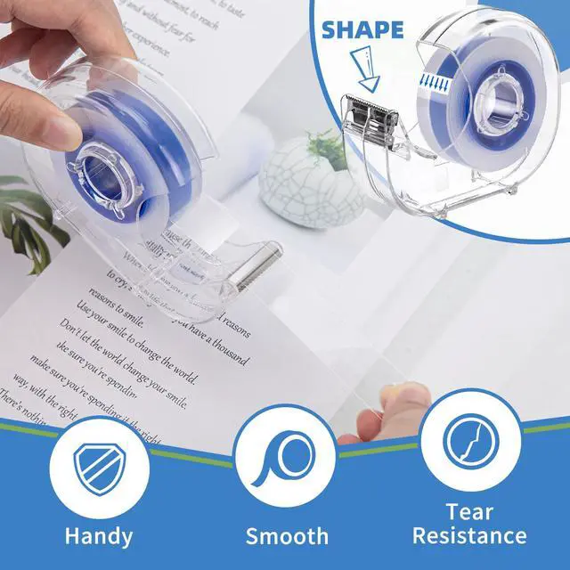 Alt view image 4 of 7 - 8 Pcs Transparent Tape with Dispenser, 0.7 x 1000 in Blue Core Clear Tape Rolls Bulk, Office Tape Refills for Desk, Craft, and Gift Wrapping