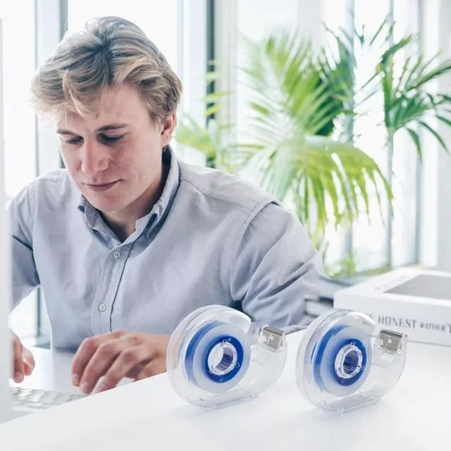 Alt view image 7 of 7 - 8 Pcs Transparent Tape with Dispenser, 0.7 x 1000 in Blue Core Clear Tape Rolls Bulk, Office Tape Refills for Desk, Craft, and Gift Wrapping