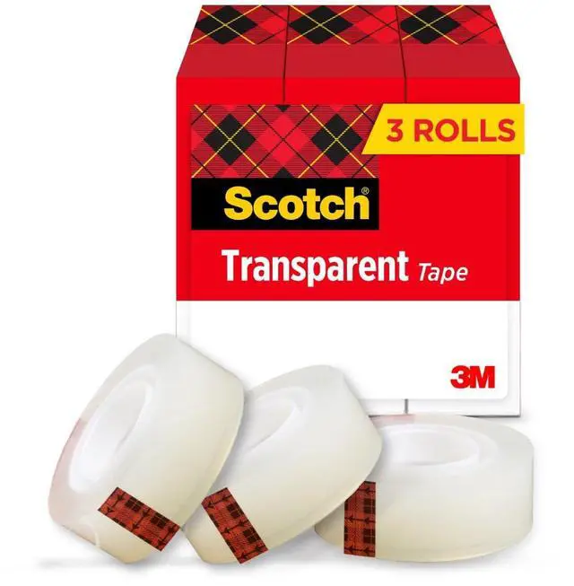 Main image of Transparent Tape, Clear Tape Engineered for Office and Home Use, 1 Inch Core 3/4 in x 1000 in, 3 Boxes