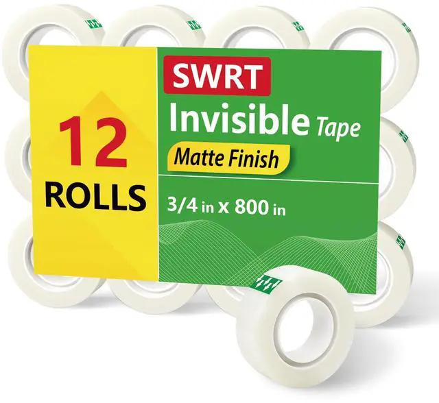 Main image of Invisible Tape Refills, 12 Rolls, 3/4 in x 800 in, Matte Finish