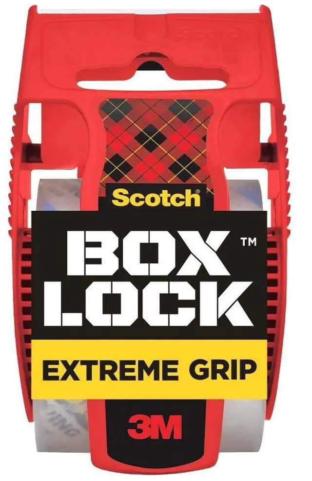 Main image of Box Lock Packing Tape, Clear, Extreme Grip Box Packaging Tape for Shipping and Mailing, 1.88 in x 1000 in, 1 Refill Roll