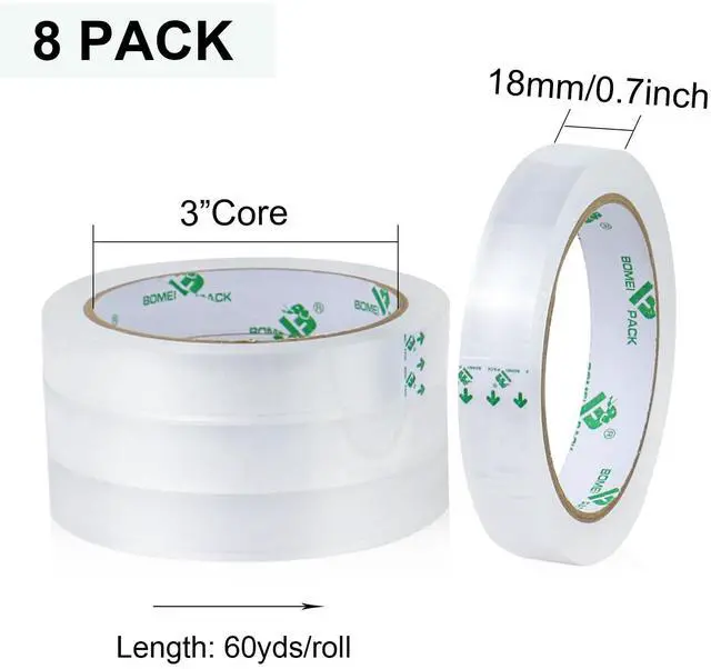 Alt view image 3 of 7 - 8Rolls Clear Tape Refills for Dispenser, Transparent Gift Wrap Tape 3inch Core for Home, Office, 3/4inch x 60yds