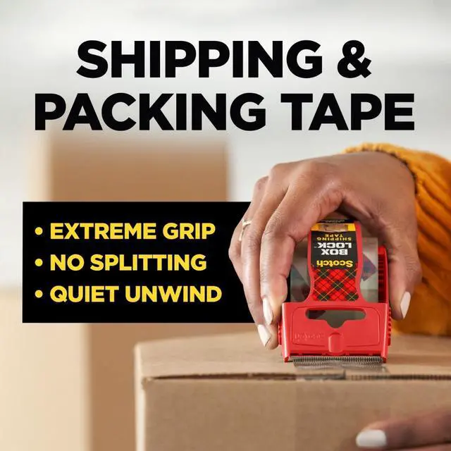 Alt view image 2 of 7 - Box Lock Packing Tape, Clear, Extreme Grip Box Packaging Tape for Shipping and Mailing, 1.88 in x 1000 in, 1 Refill Roll