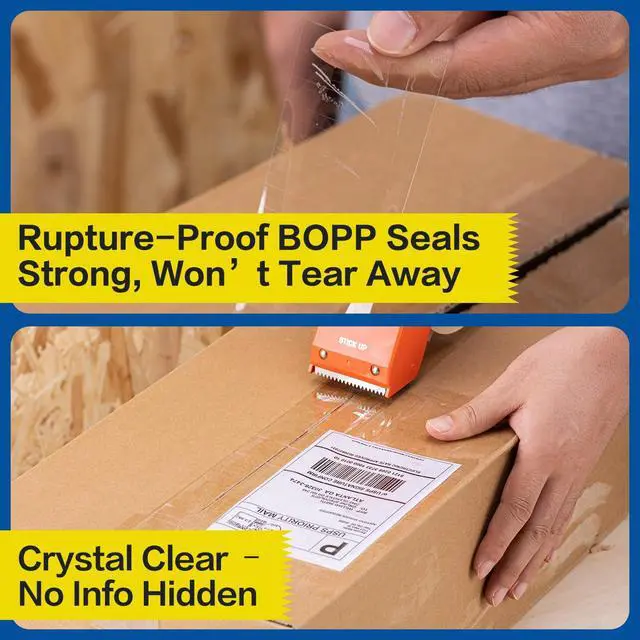 Alt view image 5 of 7 - Heavy Duty Packing Tape with Dispenser, 1 Roll, 1.88" x 65 YDs, Clear Strong Adhesive Package Sealing Tape for Shipping Moving Boxes, Mailing Supplies and Storage