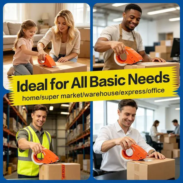 Alt view image 7 of 7 - Heavy Duty Packing Tape with Dispenser, 1 Roll, 1.88" x 65 YDs, Clear Strong Adhesive Package Sealing Tape for Shipping Moving Boxes, Mailing Supplies and Storage