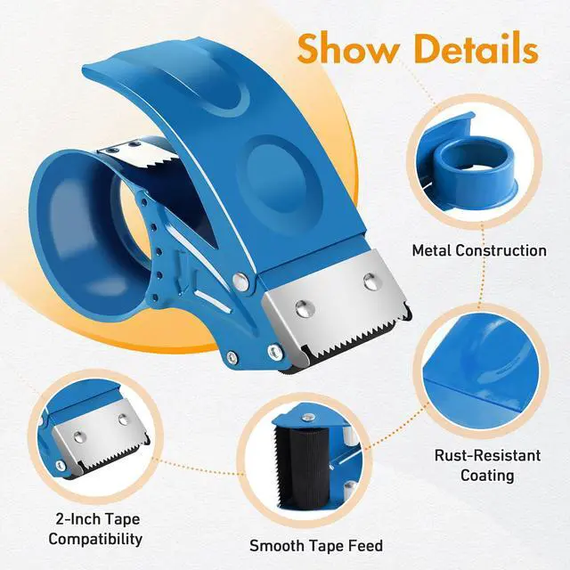 Alt view image 4 of 7 - 2 Pack Heavy Duty Packing Tape Dispenser Gun, Fits Packaging Tape up to 2 Inches Wide with 3-Inch Core, Adjustable Brake Tape Gun for Shipping, Moving, Office & Warehouse
